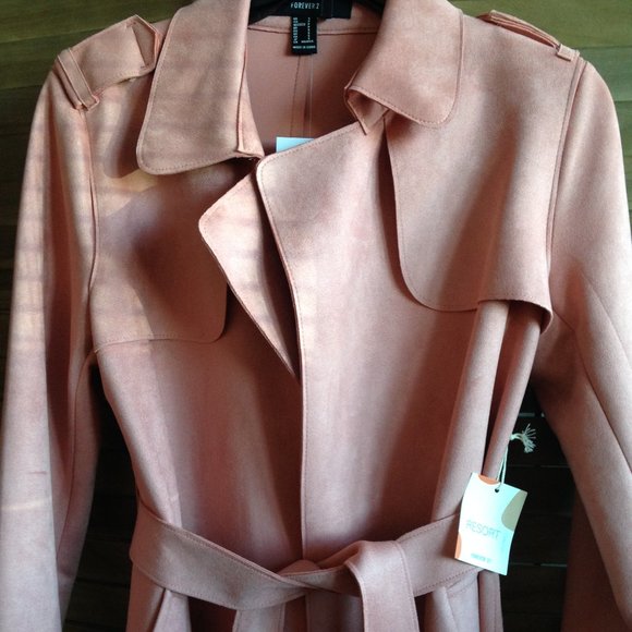 Gorgeous Fluffy Casual Rose Removable Belt Side Pockets Open Front Coat - Picture 13 of 16